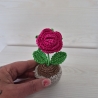 Rose im Topf - pink (als Häkelblume)