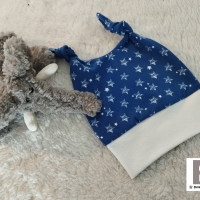 Babymütze Knotenmütze Sterne blau 3-6 Monate