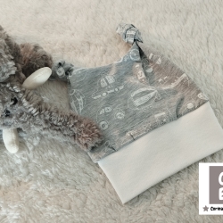 Babymütze Knotenmütze Fahrzeuge grau 0-3 Monate