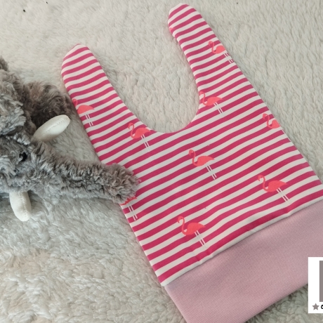 Babymütze Knotenmütze Flamingo 3-6 Monate