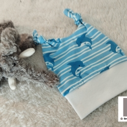 Babymütze Knotenmütze Delfine 3-6 Monate