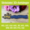 Stickdatei 3D-Anhänger KOMASÄUFER, 3D-Stick, Lesezeichen