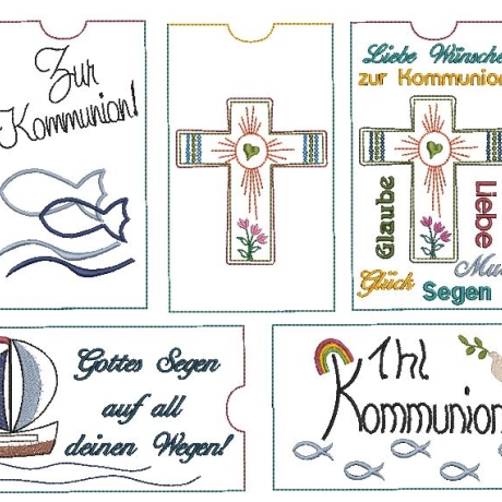 Stickdatei Kommunion ITH Schokohülle SET