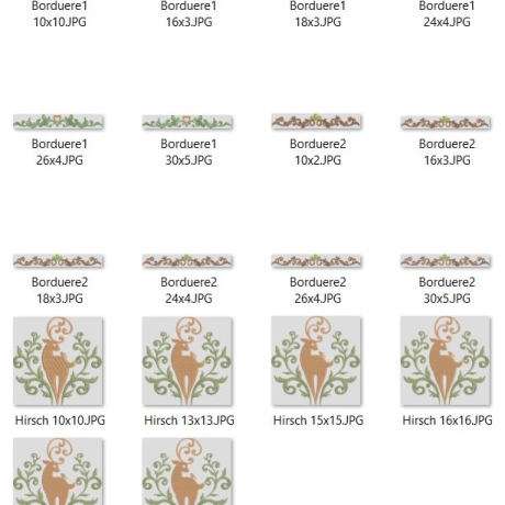 Ferberline Stickdatei Hirsch mit Bordüren ab 10x10