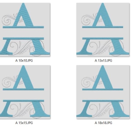 Ferberline Stickdatei Swirl Alphabet A in 4 Größen ab 10x10