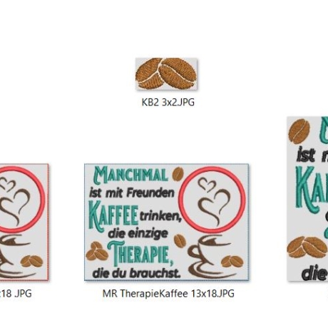 Ferberline Stickdatei MugRug Set Kaffeetherapie ab 10x10