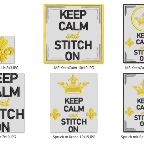 Ferberline Stickdatei MugRug Set Keep Calm ab 10x10