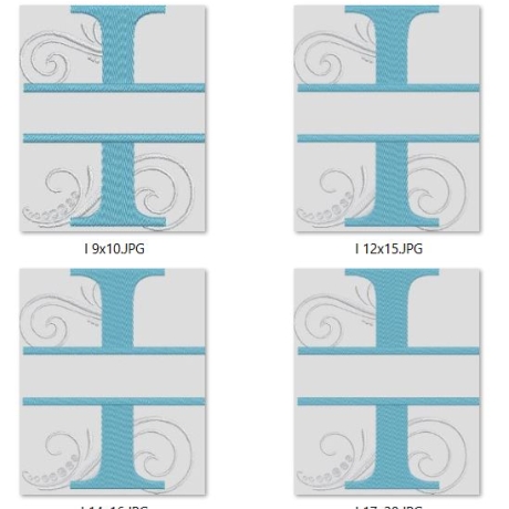 Ferberline Stickdatei Swirl Alphabet I in 4 Größen ab 10x10