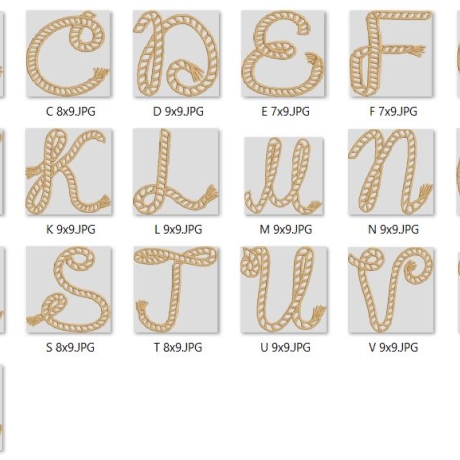 Ferberline Stickdatei Seil Alpha 26 Buchstaben 10x10