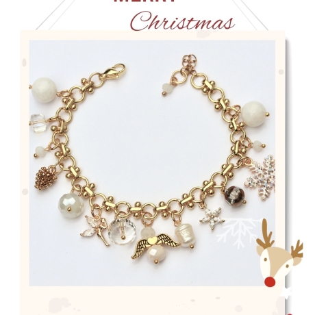 Vergoldetes Weihnachtsarmband mit Charms – Festlicher Armband