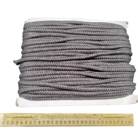 Kordel grau mit Lurexfaden 10 mm stark