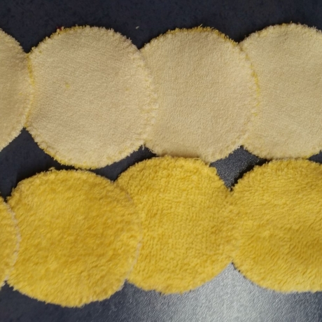 10 Frottee-Abschminkpads Durchmesser 7 cm,  10 x in gelb