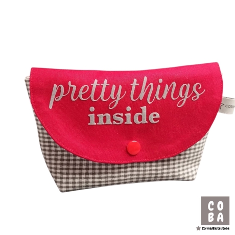 Kosmetiktasche pretty things inside grau rot