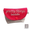 Kosmetiktasche pretty things inside grau rot