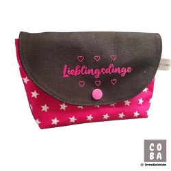 Kosmetiktasche Lieblingsdinge schwarz pink 