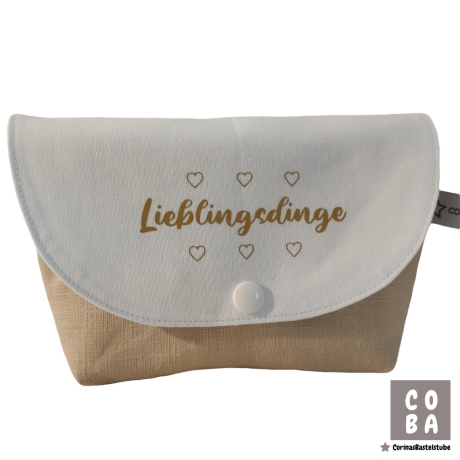 Kosmetiktasche Lieblingsdinge beige weiß