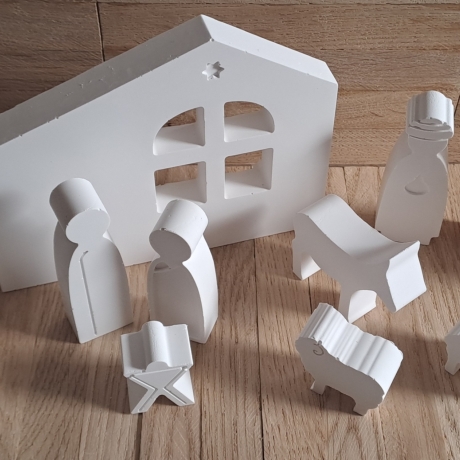 Krippe Weihnachten, weiß, 11teilig, Keraflott
