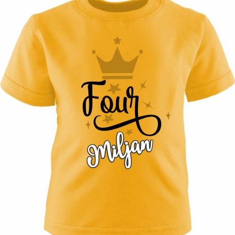 Kinder Kurzarm T-Shirt KRONE personalisiert mit Name +Zahl