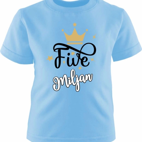 Kinder Kurzarm T-Shirt KRONE personalisiert mit Name +Zahl