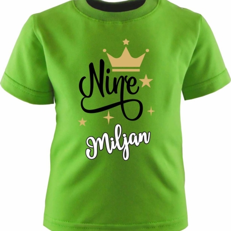 Kinder Kurzarm T-Shirt KRONE personalisiert mit Name +Zahl