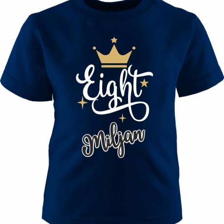 Kinder Kurzarm T-Shirt KRONE personalisiert mit Name +Zahl