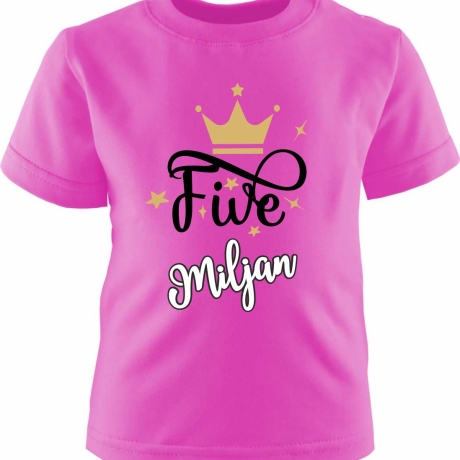 Kinder Kurzarm T-Shirt KRONE personalisiert mit Name +Zahl