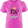 Kinder Kurzarm T-Shirt KRONE personalisiert mit Name +Zahl