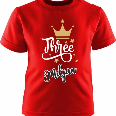 Kinder Kurzarm T-Shirt KRONE personalisiert mit Name +Zahl