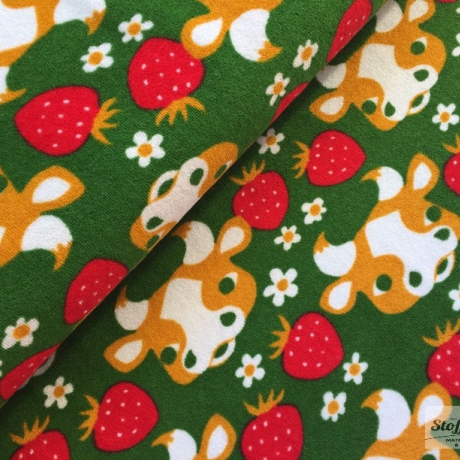 Glückliche Kuh grün Stretchfrottee Finnland Leena Renko