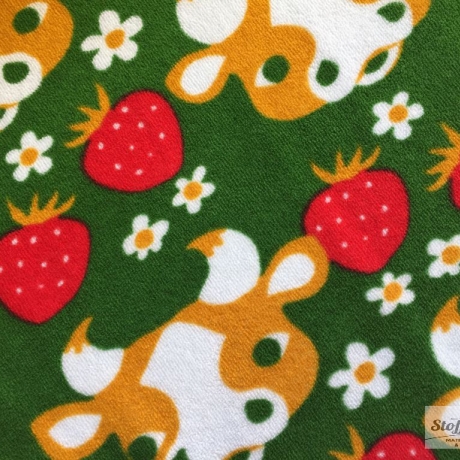 Glückliche Kuh grün Stretchfrottee Finnland Leena Renko