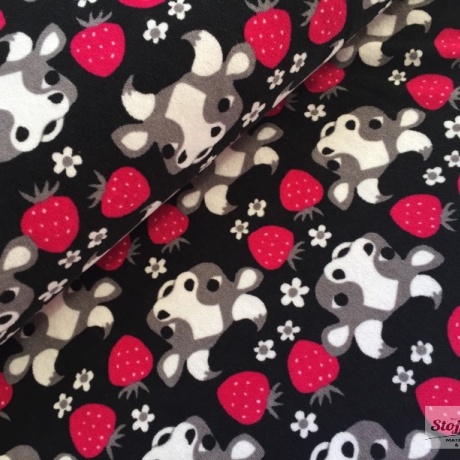 Glückliche Kuh schwarz Stretchfrottee Finnland Leena Renko