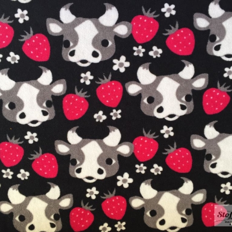 Glückliche Kuh schwarz Stretchfrottee Finnland Leena Renko