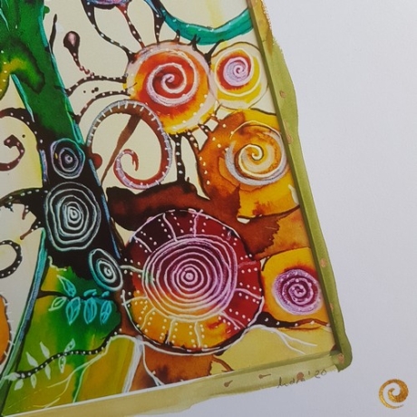 Kunstdruck Wildwuchs mit bemaltem Passepartout