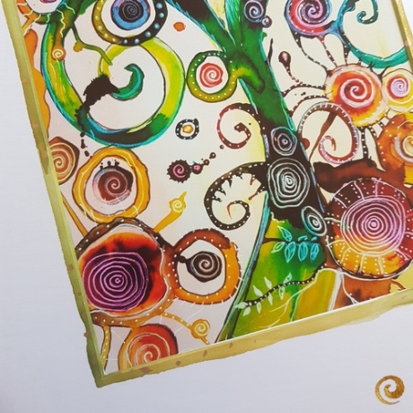 Kunstdruck Wildwuchs mit bemaltem Passepartout