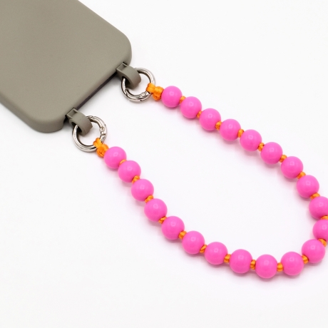 Kurze Holzperlenkette mit Karabiner 