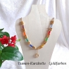 Halskette Perlenkette Bunt mit Gold Kurzkette Kette Damenkette