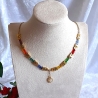 Halskette Perlenkette Bunt mit Gold Kurzkette Kette Damenkette