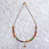 Halskette Perlenkette Bunt mit Gold Kurzkette Kette Damenkette