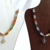 Halskette Perlenkette Bunt mit Gold Kurzkette Kette Damenkette