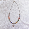 Halskette Perlenkette Bunt mit Silber Kurzkette Kette Damenkette