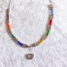 Halskette Perlenkette Bunt mit Silber Kurzkette Kette Damenkette