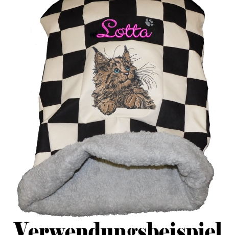 NEU Stickdatei Applikation Maine Coon Katze Kiss 