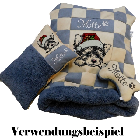 NEU Stickdatei Yorkshire Terrier Welpe Weihnachtsmütze 