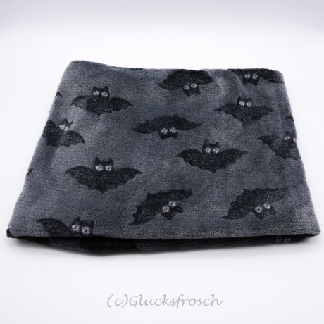 Schlauchschal, Wellnessfleece, grau, Fledermäuse, kuschelweich