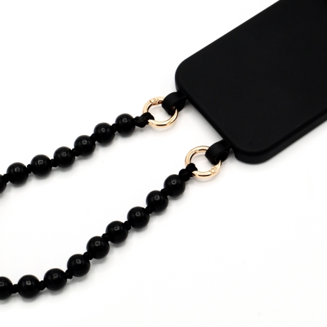Kurze Holzperlenkette mit Karabiner 