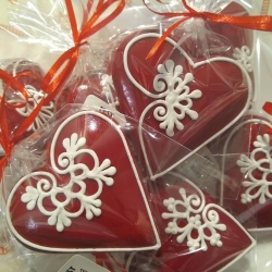 12*Lebkuchen-Herzchen mit Zuckerglasur-Dekoration 7 cm