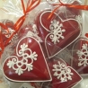 12*Lebkuchen-Herzchen mit Zuckerglasur-Dekoration 7 cm