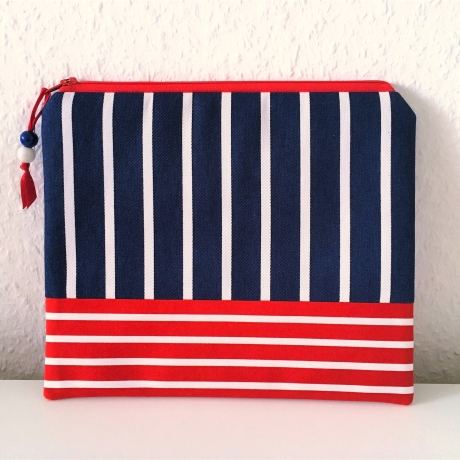 Schminktäschchen Etui XL Streifen maritim 22x18 cm