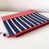 Großes Schminktäschchen Etui Streifen maritim 22x18 cm