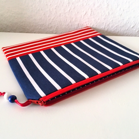 Schminktäschchen Etui XL Streifen maritim 22x18 cm